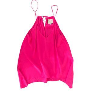 Mason hot pink asymmetrical hem racerback swing camisole top